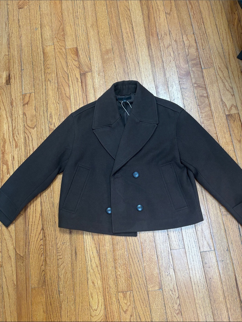 Zara Women's Double-Breasted Short Jacket in Dark Brown